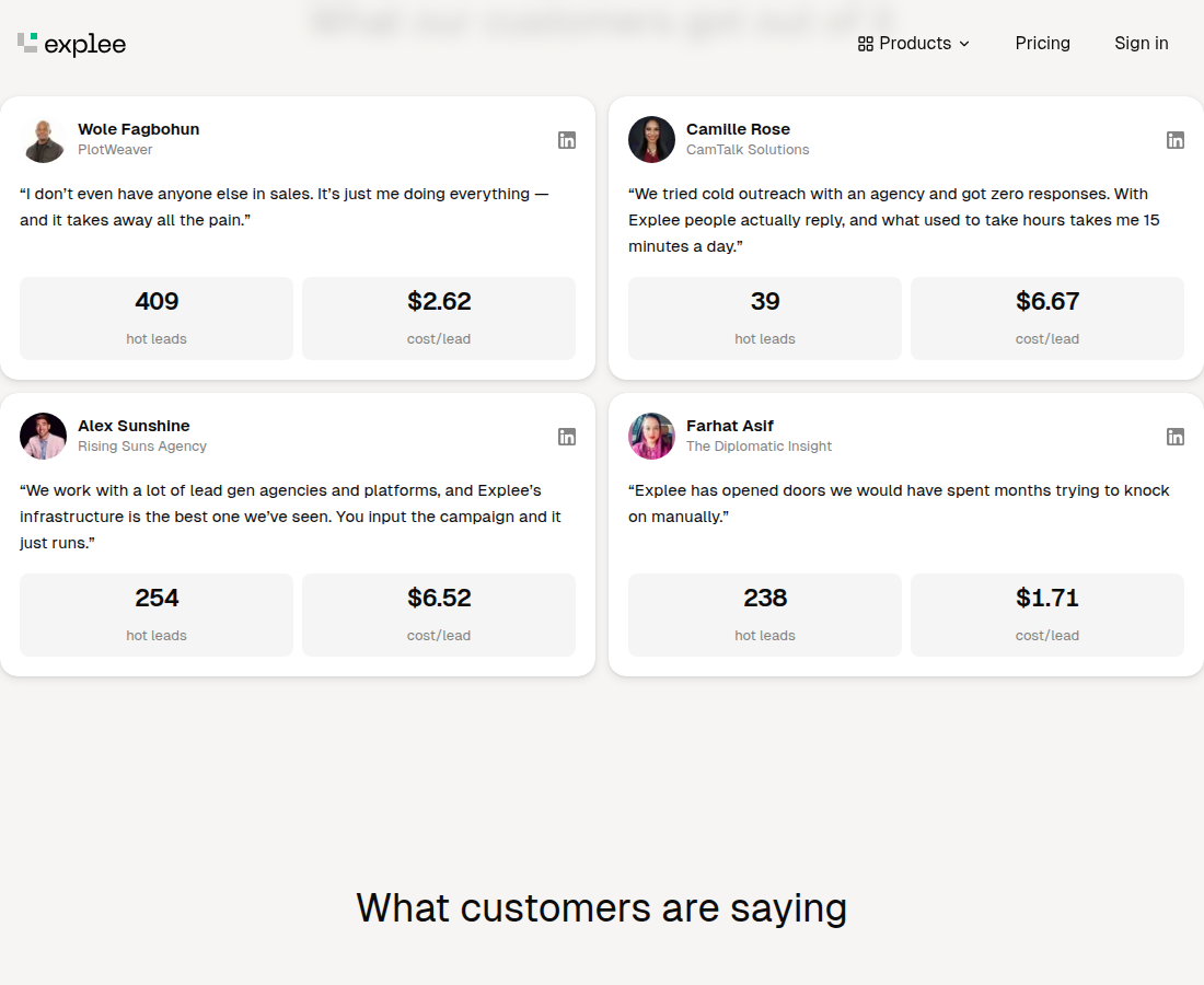 Customer results